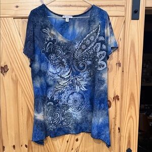 Stylish Blue Paisley Women's Blouse